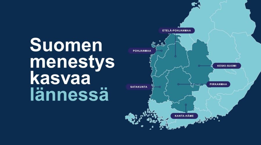 suomen kartta, länsi-suomen maakunnat, suomen menestys kasvaa lännessä
